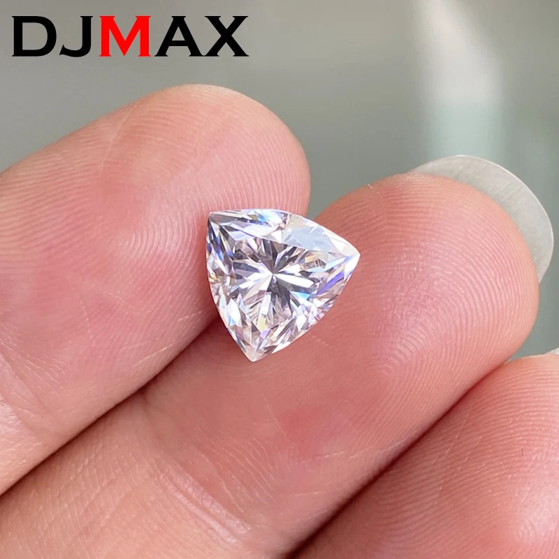 DJMAX 3-11mm Rare Fat Triangle Trillion Cut Moissanite Loose Stones Real D Color Triangle Shape Certified Moissanite Diamonds