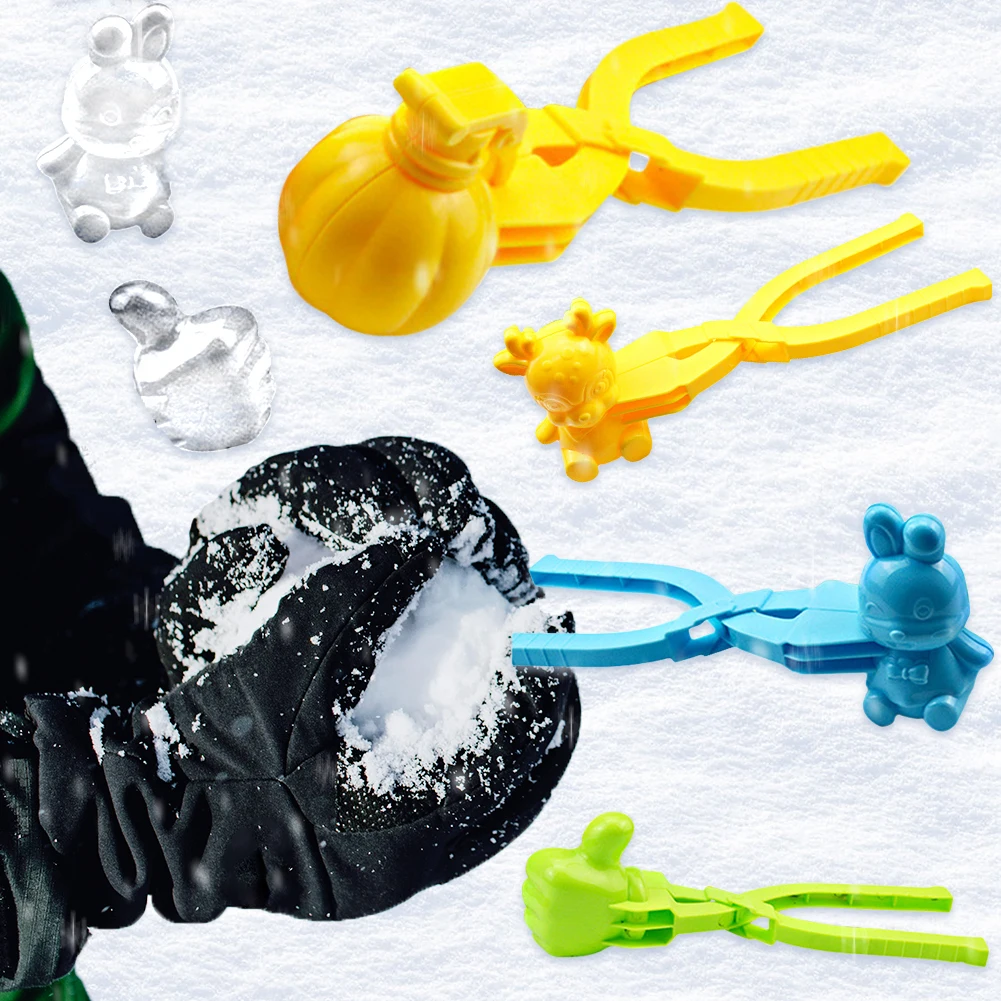 Snowball Maker Clip with Handle for Kids Outdoor Winter Fun Durable Plastic Snow Mold Tongs