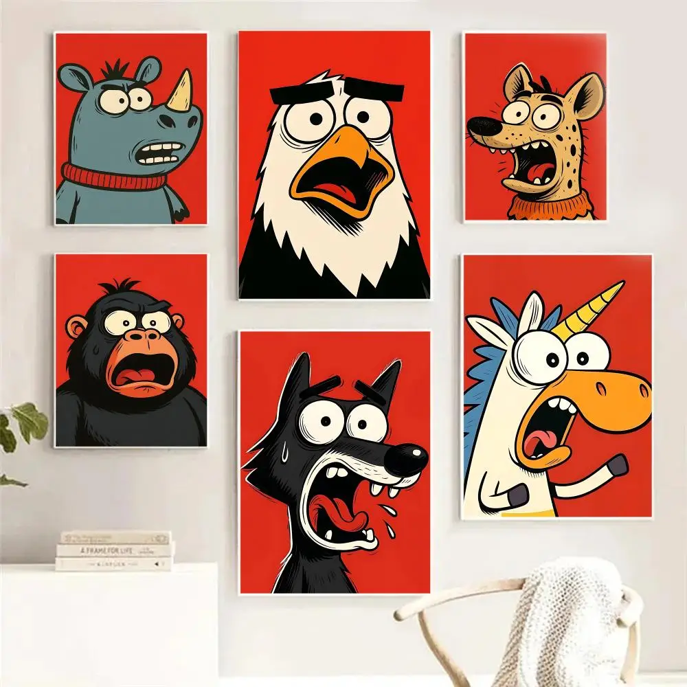 Peinture d'animaux mignons et étonnants, calligraphie, images pour la décoration murale intérieure de la chambre, affiche sur toile, art mural