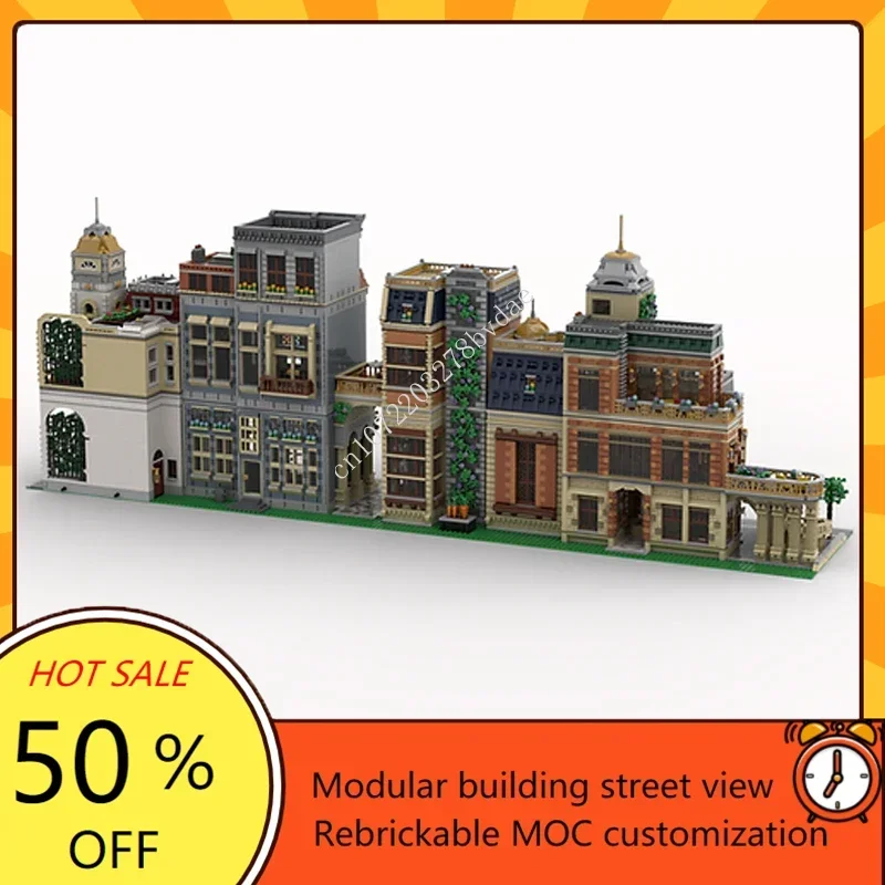 16000PCS Customized MOC Modular Commercial Street View Model Building Blocks Technology Bricks DIY Assembly Toys Birthday Gifts