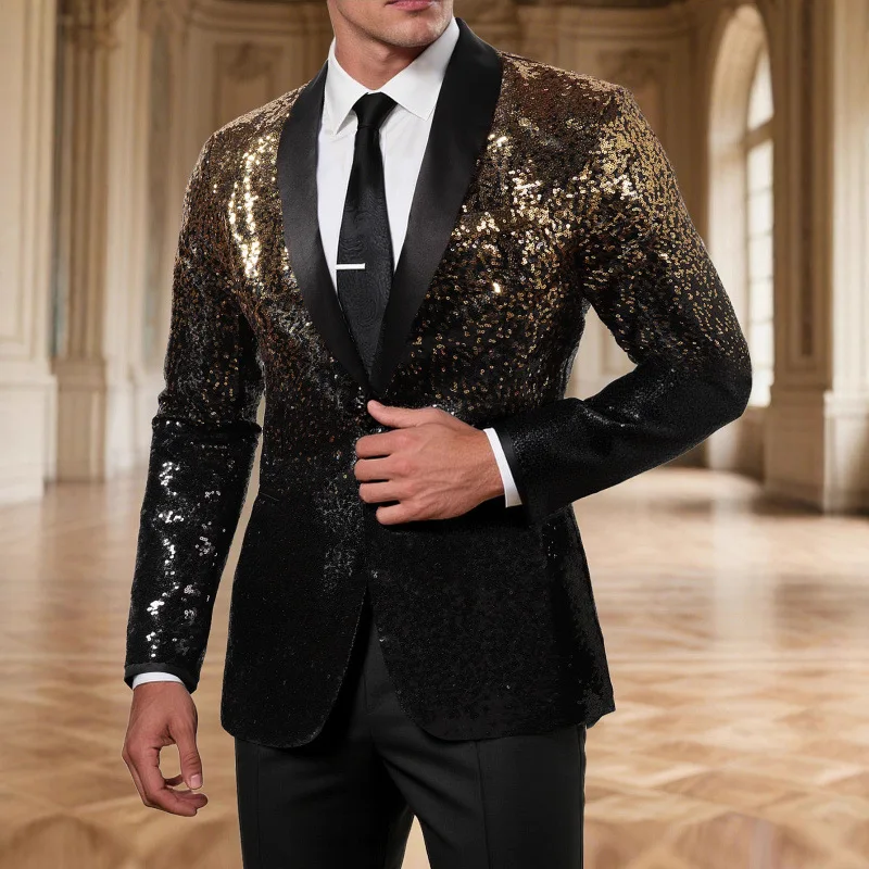 

Men's gradient sequin suit jacket, nightclub stage performance suit