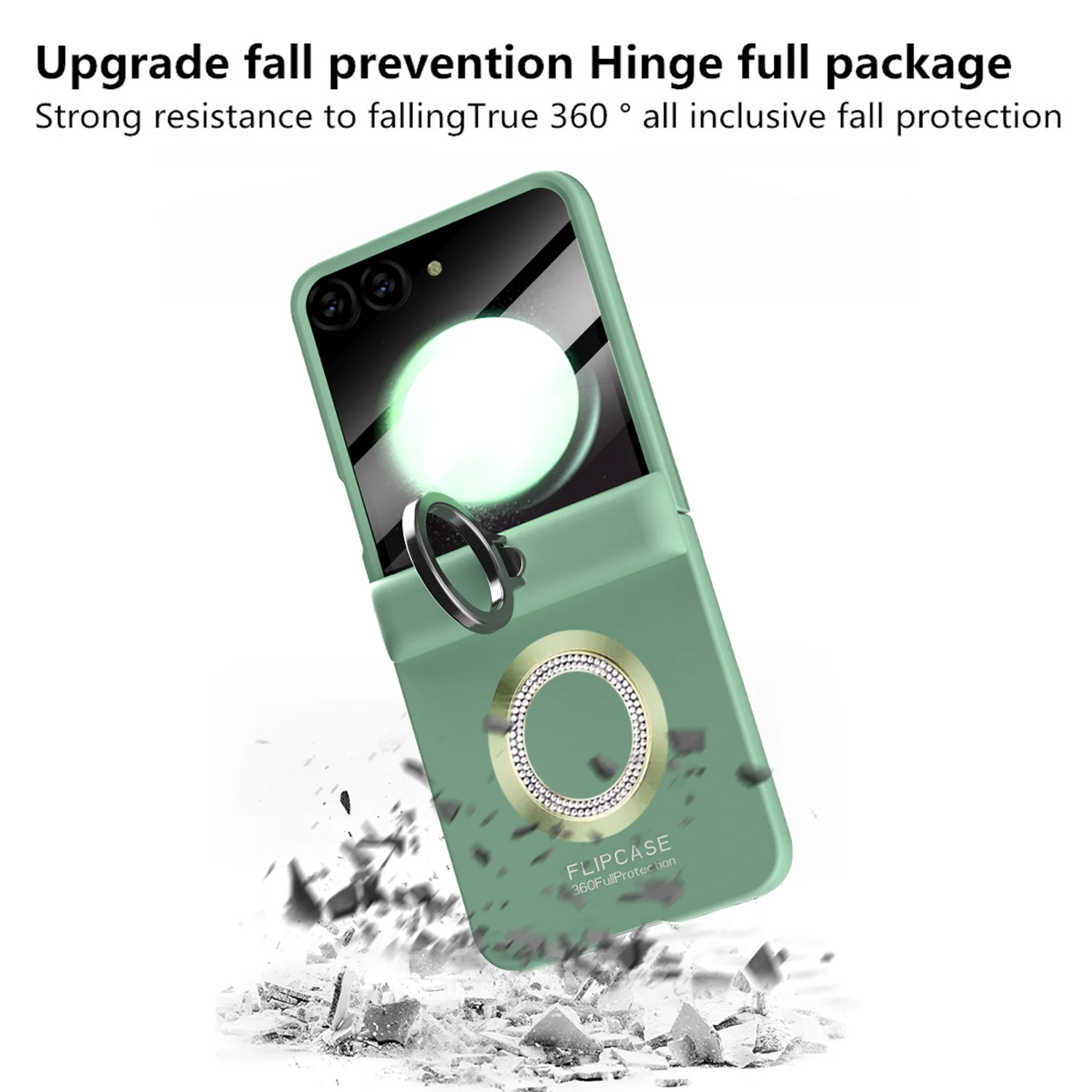 Samsung Z FLIP6/5 phone case with ring buckle wireless charging model, screen anti peeping protective film