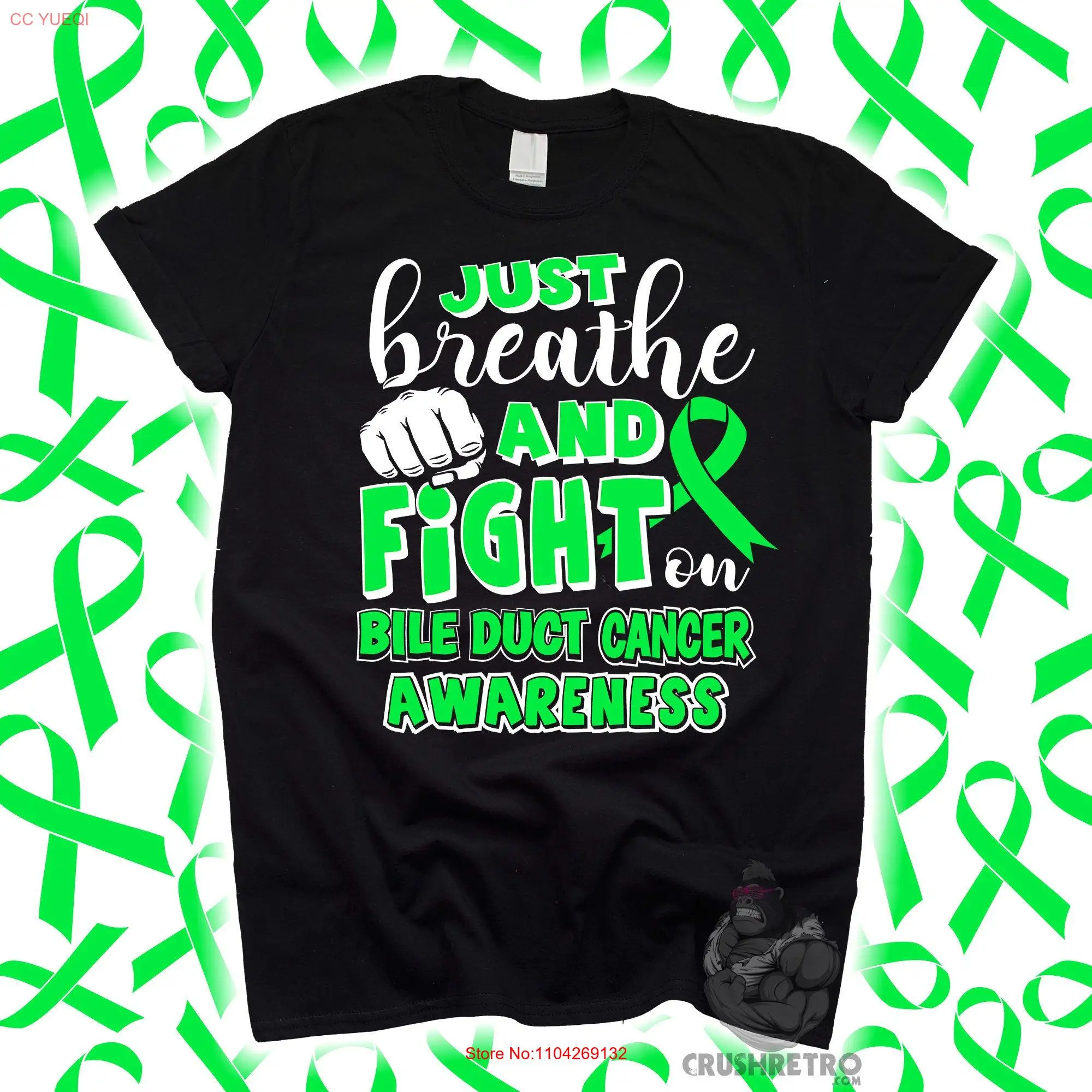 Breathe Fight Bile Duct Cancer Awareness T Shirt for Shirtn Kids SweaT Gallbladder Survivor Ribbon  long or short sleeves