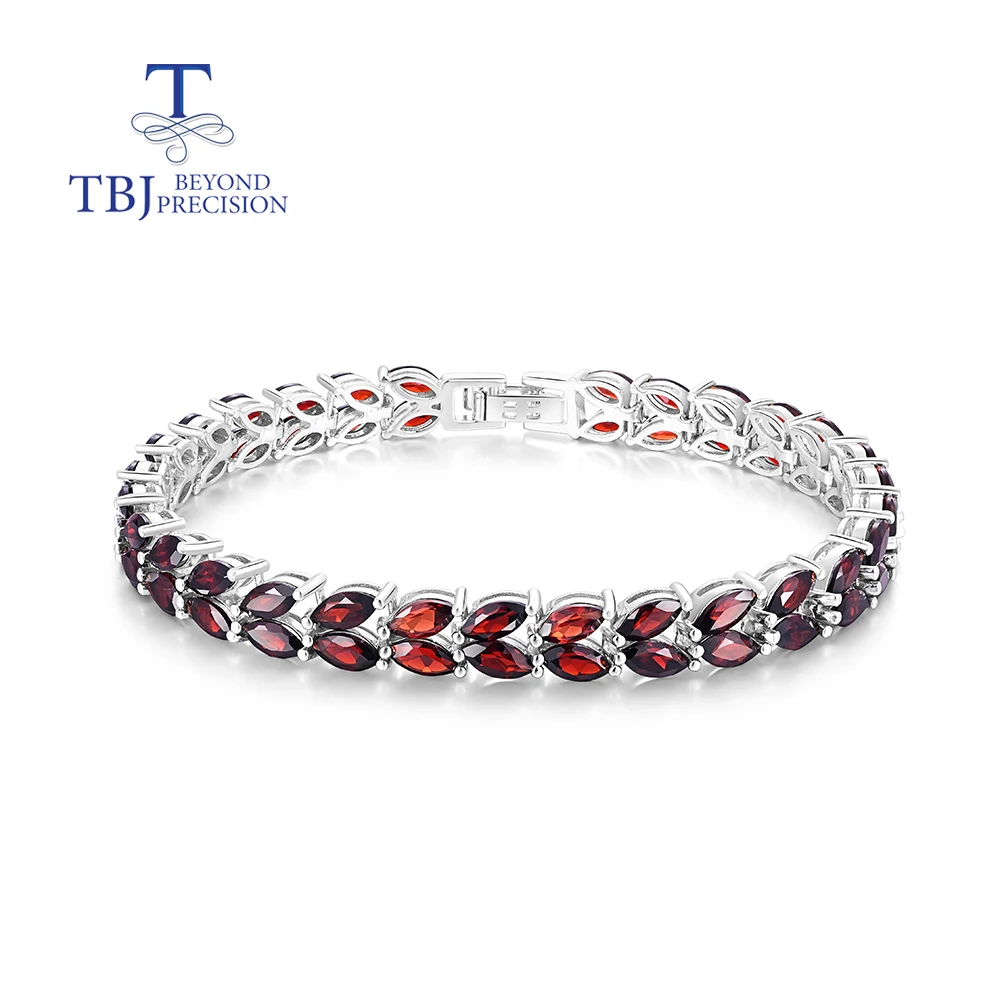 100% Natural Mozambique Red garnet bracelet mq3*6mm real gemstone fine jewelry 925 Sterling silver 19.5cm Long