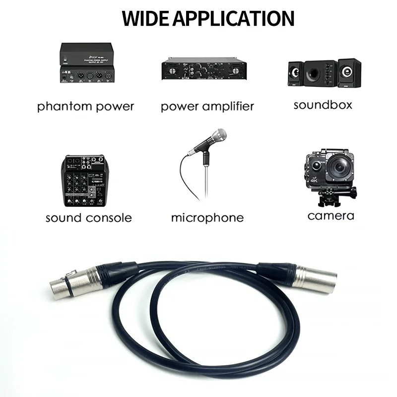 كابل صوت XLR ذكر وأنثى مطلي بالذهب 1M/2M/3M/5M/10M - 3X0.75mm2 (3X18AWG) قلب نحاسي نقي للاستخدام الاحترافي