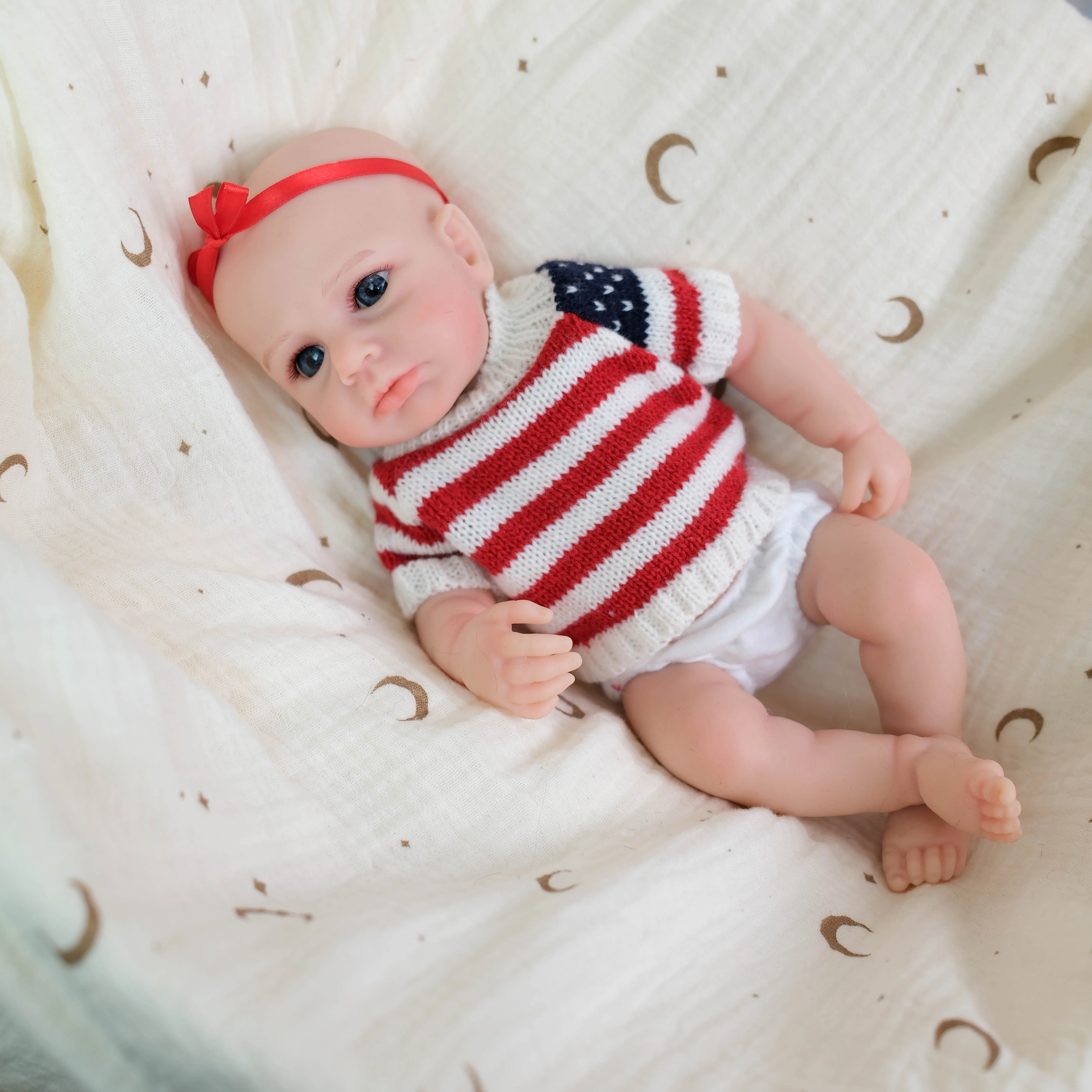 

NPK 12inch Awake Loulou Reborn Doll - Super Soft Platinum Silicone Lifelike Open Mouth Flexible Realistic Baby Doll