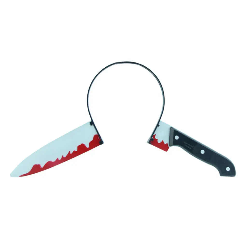 Diadema de imitación con cuchillo insertado, estilo terrorífico, accesorio de Halloween para decoración de fiestas de cosplay, diadema de Halloween