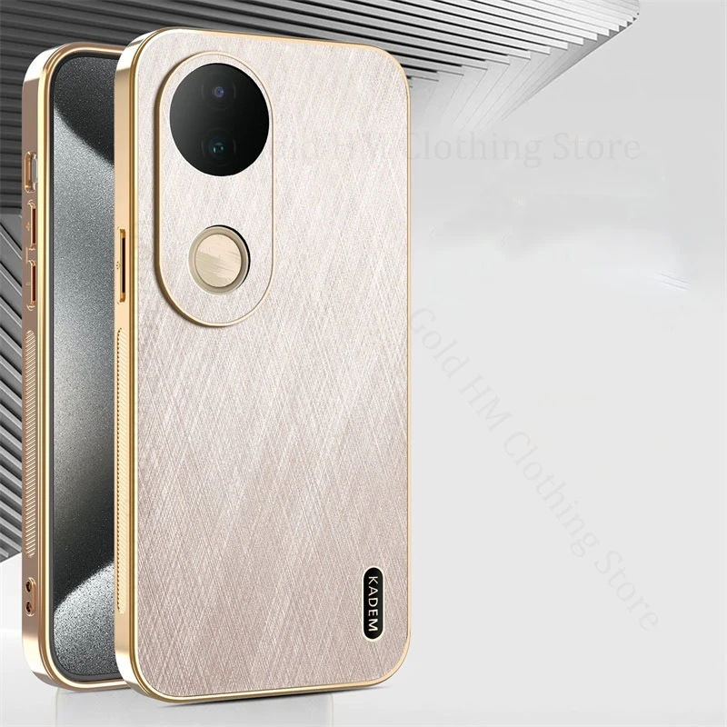 

6D Plating Bumper Gold Silk Leather Case For vivo X300S X300 Ultra X200 Pro mini X100 Pro X200S X300 FE Wireless Magnetic Cover