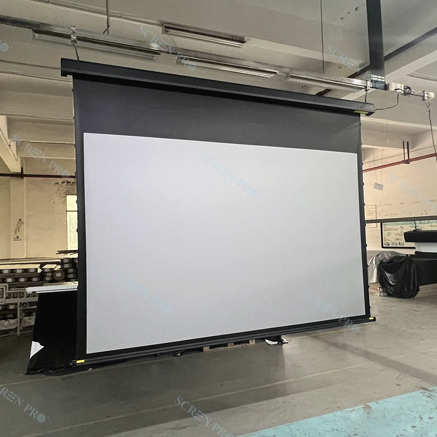 SCREEN PRO 100 Inch 8K Pull Down Projector Screen Motorized Tab Tension ALR Projection Screen For Normal/Long Throw Projectors