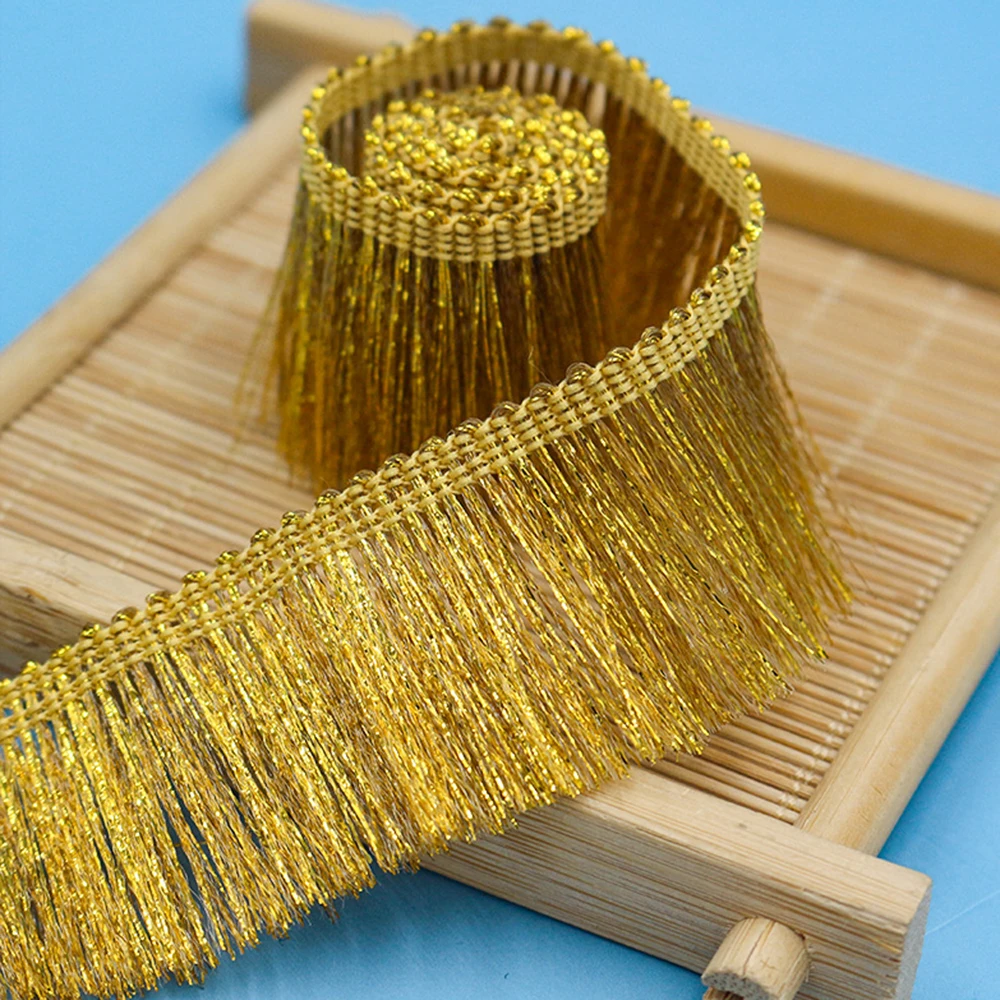

Gold Tassel Fringe Trimming for Clothing Sewing,Latin Dress,Festive Stage Home Decoration,Lace Trim DIY Accessories,25 Yards
