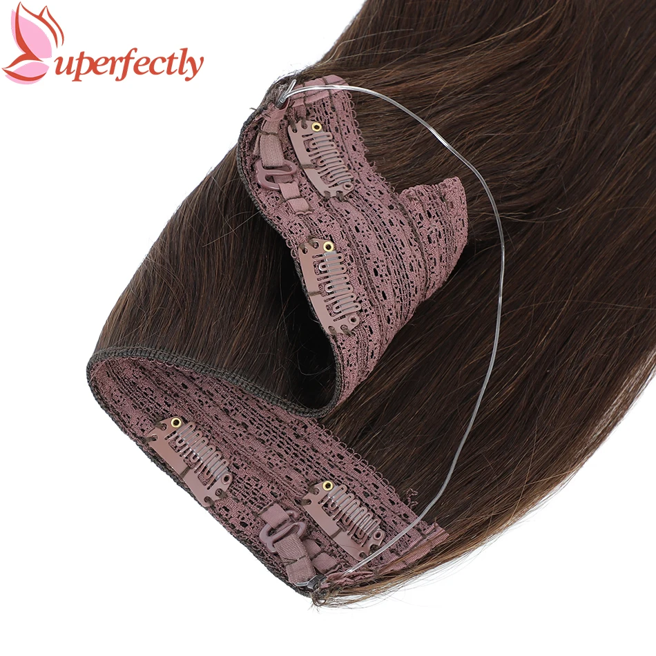 Ulight-Extensões De Cabelo De Halo Liso, Cabelo Humano Real, Grampo No Cabelo Com Linha De Peixe Invisível, Remy Hairpiece