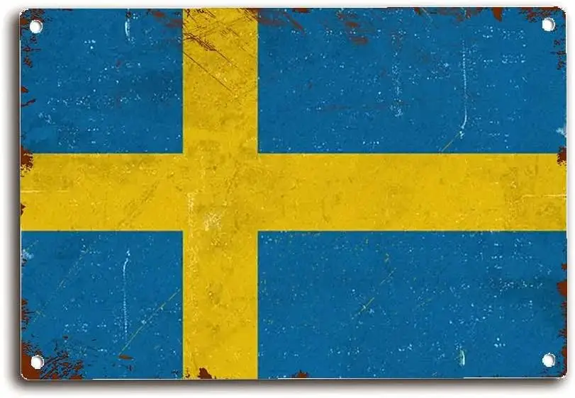 Tin Sign Swedish National Flag Swedish National Flag Art Swedish National Flag Swedish National Flag Wall Art Wall Art Decor Met