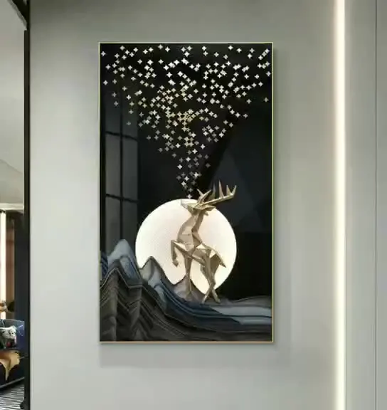 Metal Wall Decor Black Deer Wall Hanging Decoration Outside Metal Art Living Room Decoration