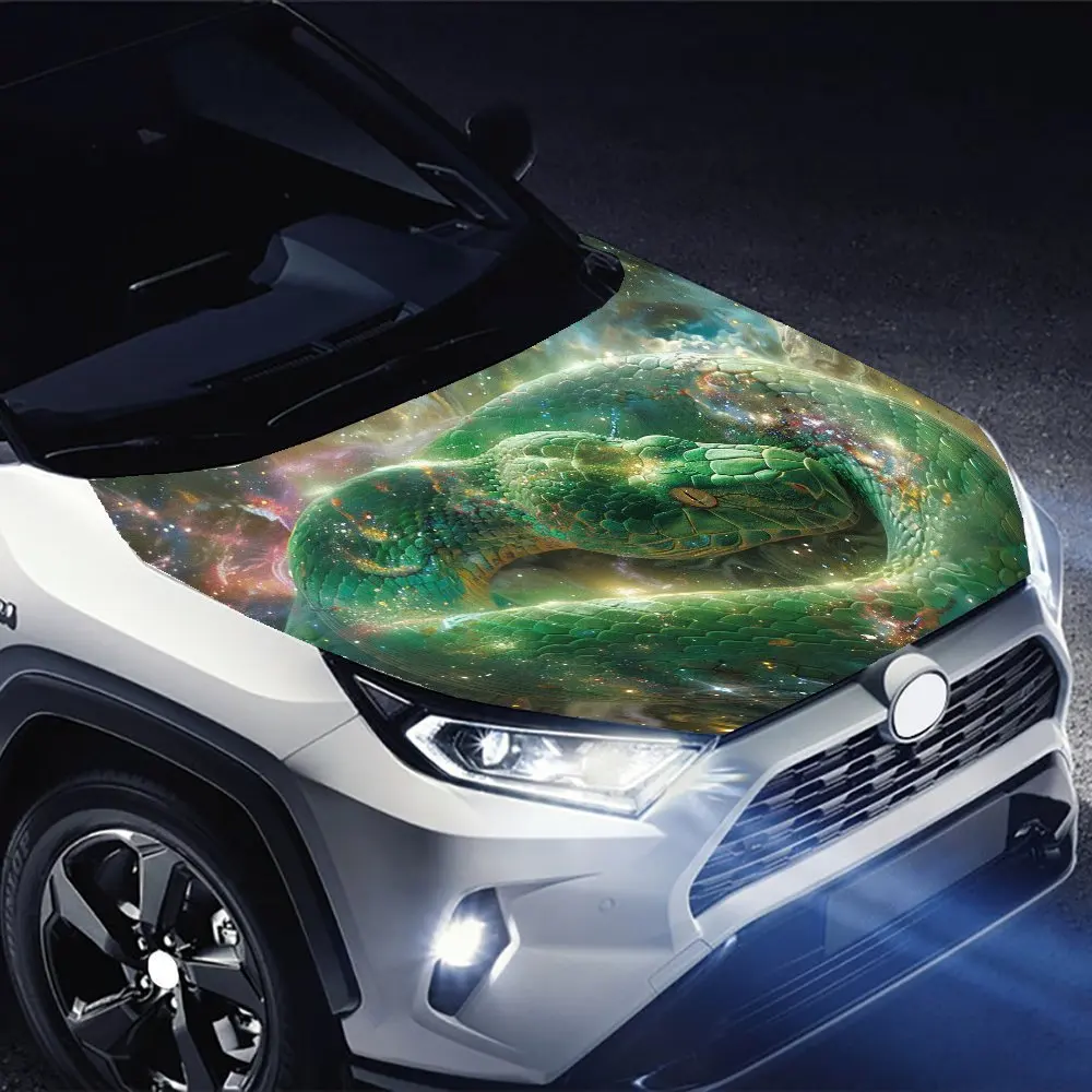 الخيال العلمي الكونية ملحمة الأخضر الأفعى محرك السيارة هود ملصق ، مقاوم للماء ذاتية اللصق سيارة الفينيل يلتف ملصق مائي ، شخصية السيارات Ex #3