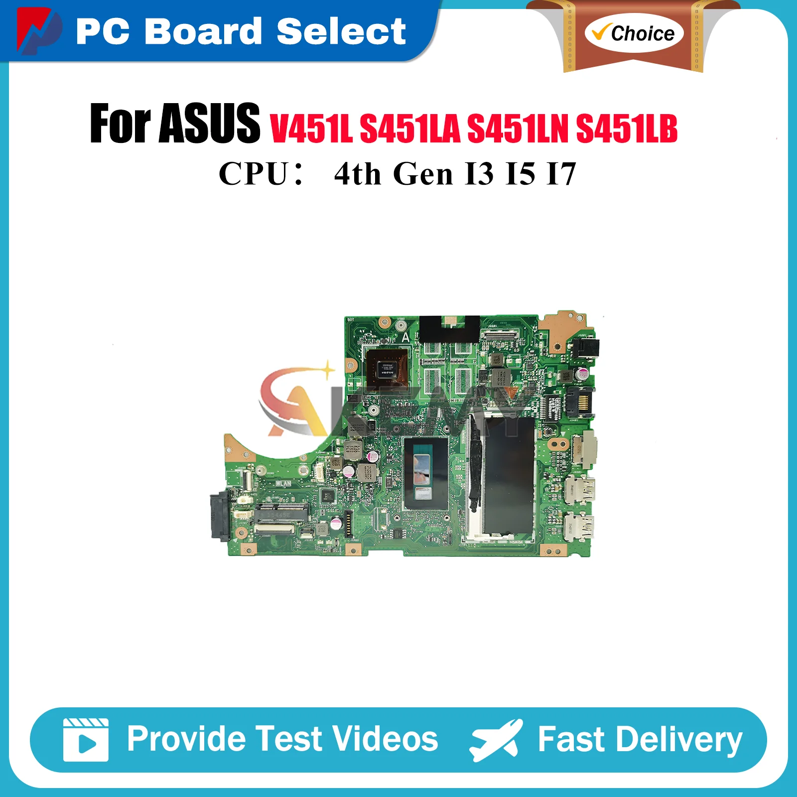 

S451LN Laptop Motherboard For ASUS VivoBook R451L S451L V451L S451LB S451LA S451LN K451L Notebook Mainboard With I3 I5 I7 CPU
