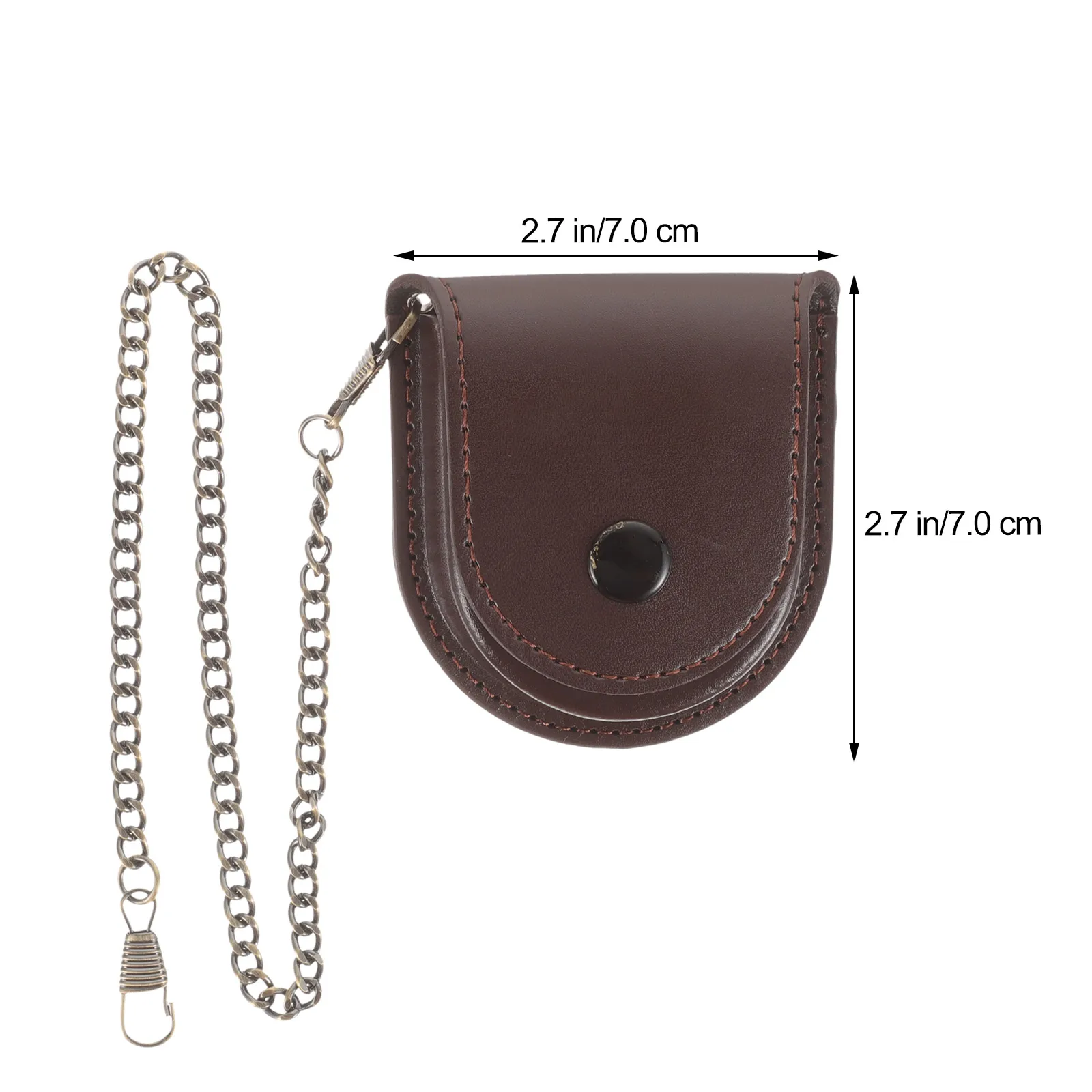 

1pcs Pocket Watch Case Retro Style PU Protective Cover for Watches Black with Bronze Chain Storage Bag