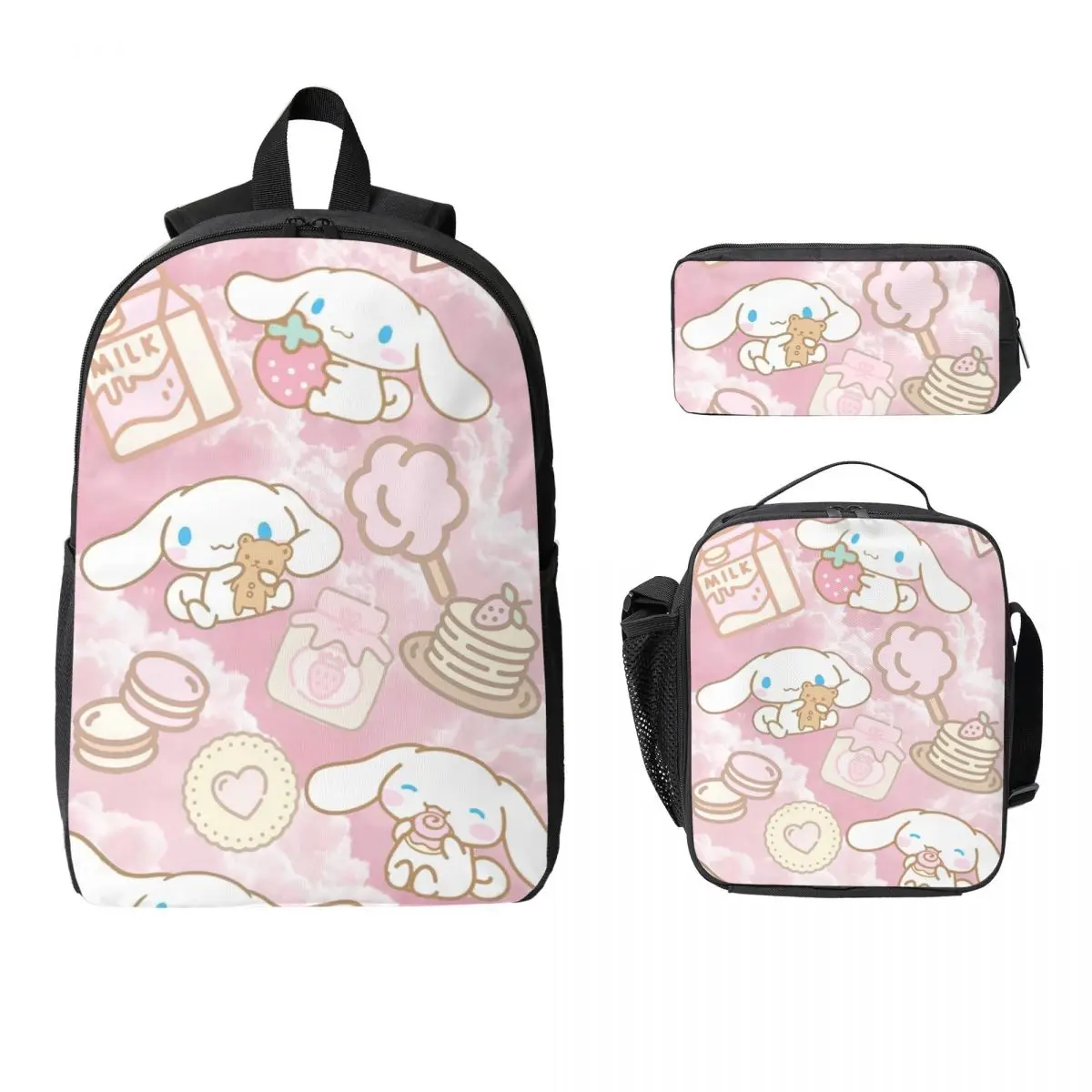 

Cinnamoroll Sanrio Backpack Student Boys Girls BookBag School Bag Laptop Shoulder Bags 3ps Insulated Lunch Bag Pencil Case