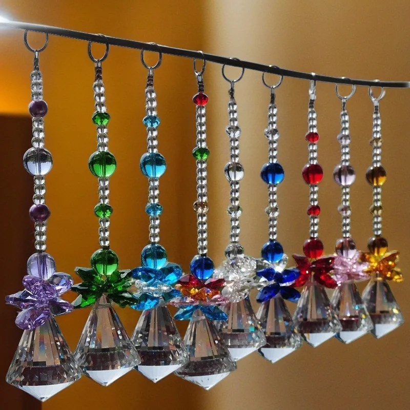 

Chakra Crystal Angel Suncatcher Hanging Wind Chimes Car Pendant Rainbow Prism Drop Window Garden Christmas Wedding Home Decor