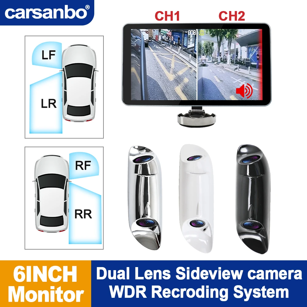 Carsanbo Car WDR Dual Lens 1080p Camera AHD With 6inch Touch Screen System AI BSD Blint Spot Camera System