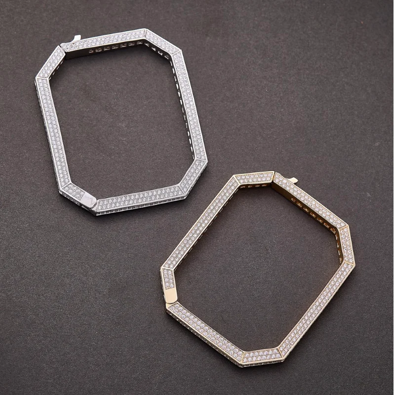 Designer Collection Style Bracelet Women Lady Row Inlay Square Cubic Zircon Plated Gold Color Dinner Party Octagon Bangle