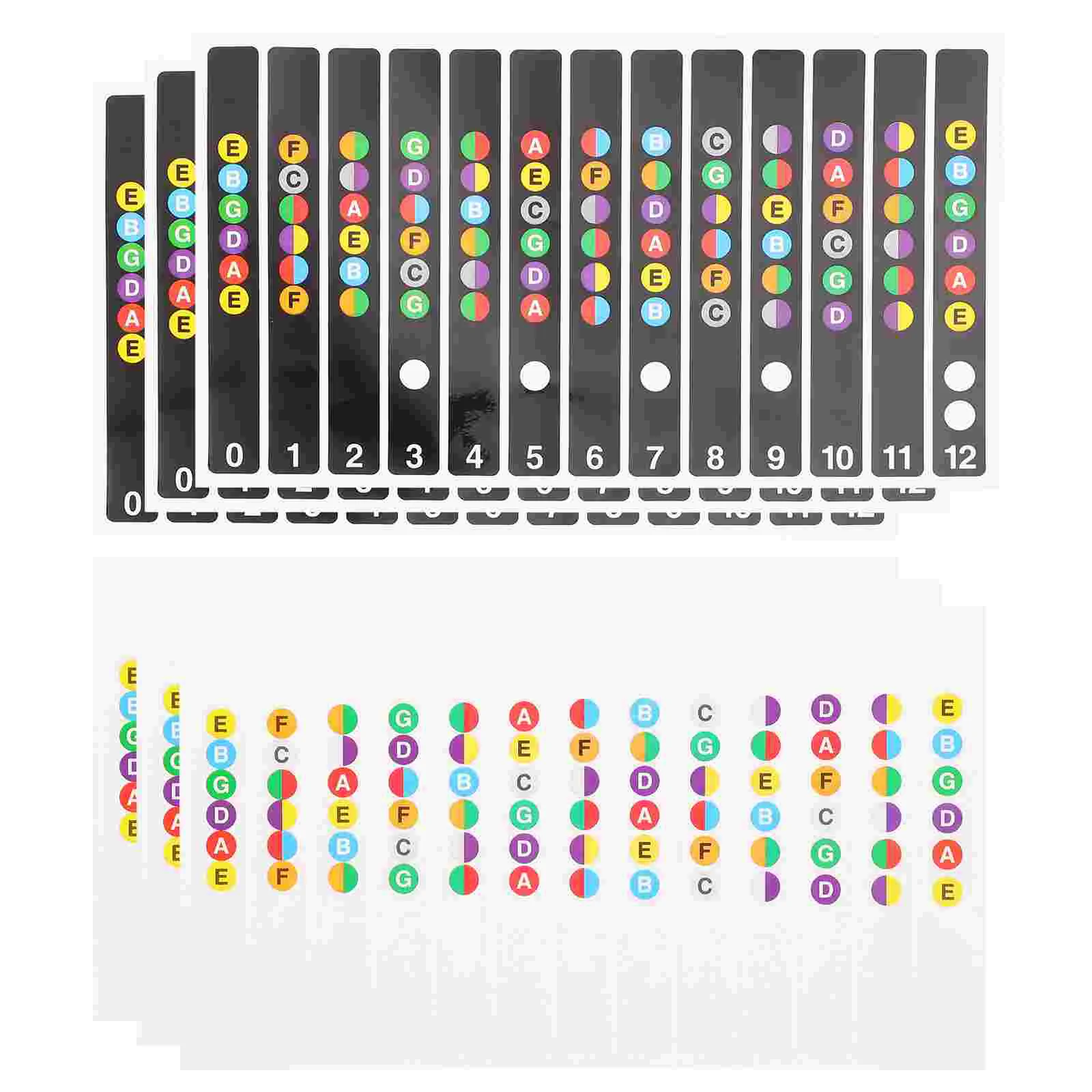 6 Pcs Stickers Label Guitar Scales Trainer Notes Chord Accessories Music Fretboard Guide Decals