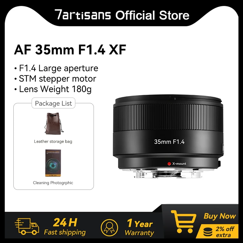 7artisans AF 35mm F1.4 APS-C Auto Focus Large aperture Prime Lens For Fujifilm XF Mirrorless Cameras XH2/XH2S/X-T1/X-T2X-Pro1 /XT5/XS20/XPR01/XE1/XA20/XT50/XT100/XA1/XA2/XM1/XM5