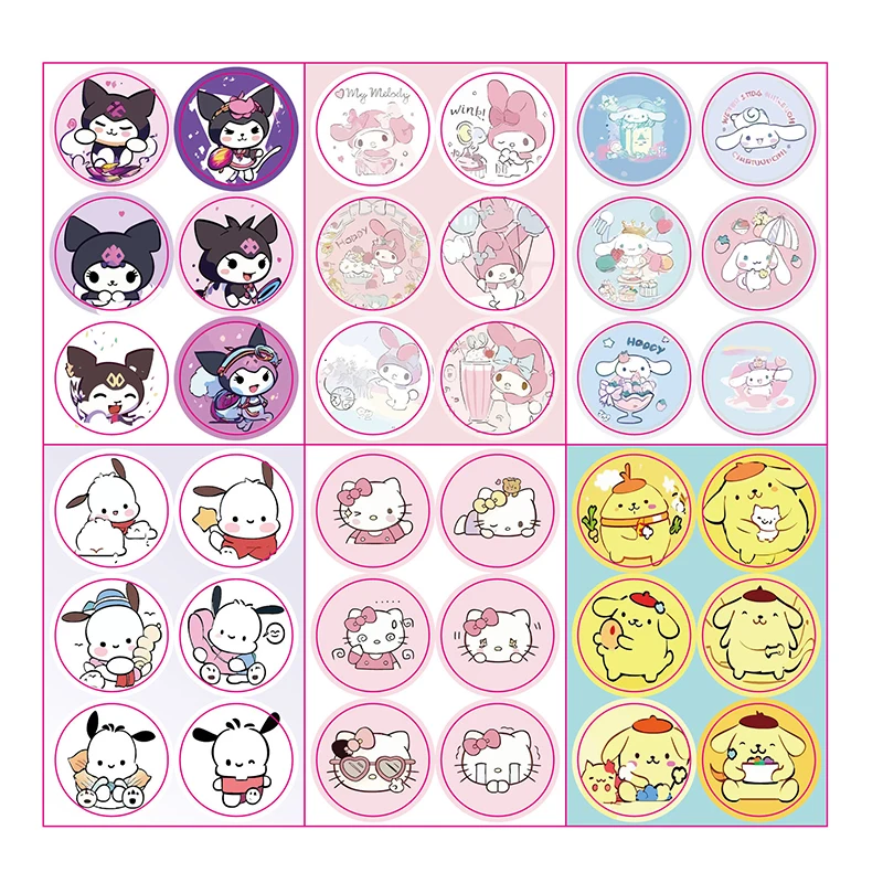 36Pcs Cartoon Kuromi Cinnamoroll Melody Kt Cat Anti-Mosquito Stickers Portable Print Childrens Natural Plant Essential Oils