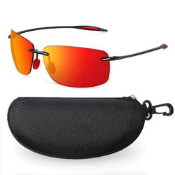 JULI Polarized Classic Sports Rimless Sunglasses Men Fishing Driving Male Rectangle Ultralight Frame Sun Glasses UV400 MJ8009