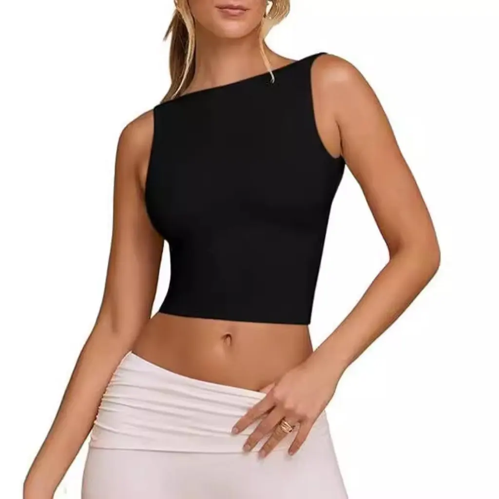 

Women's Sleeveless Backless Strap Vest Summer Outer Wear Spice Girls Style Milk Silk Top European American Fashion