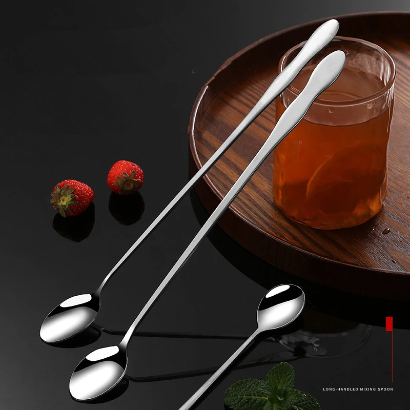 20cm/23cm/32cm Long Gourd Handle Stainless Steel Tea Spoon Coffee Ice Cream Dessert Mixing Scoop Kitchen Accessories Bar Tools