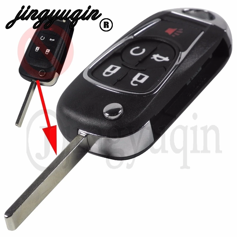 

jingyuqin 4+1 5 Button Remote Key Seamless Fob Styling For Chevrolet Camaro / Cruze / Equinox / Impala / Malibu / Sonic