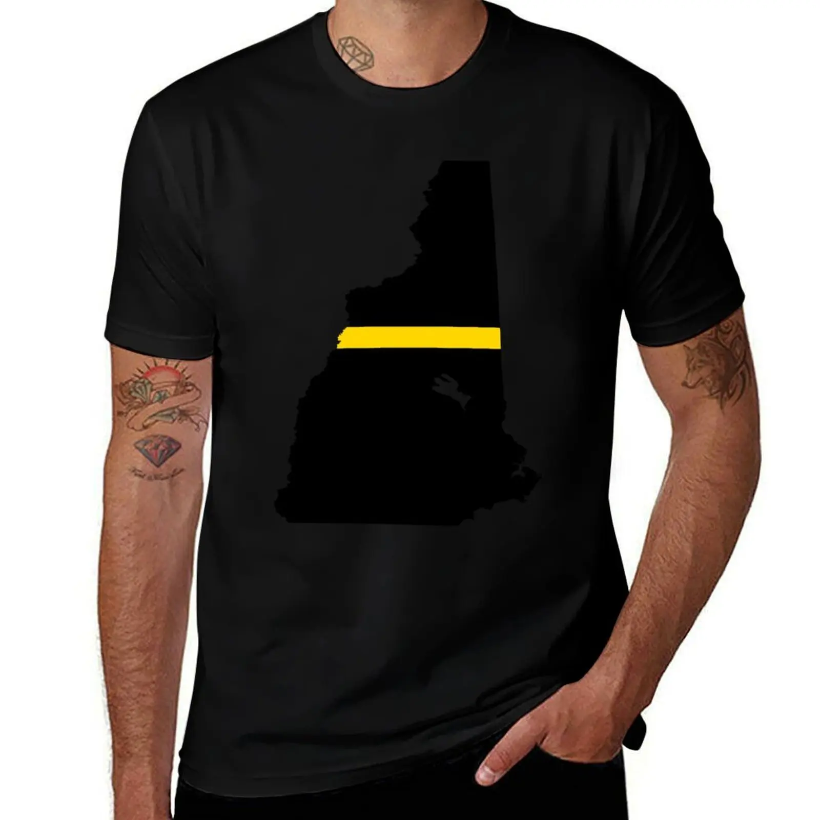 

New Hampshire Thin Gold Line T-Shirt funny gifts vintage graphic tee blacks shirts graphic Men's clothing
