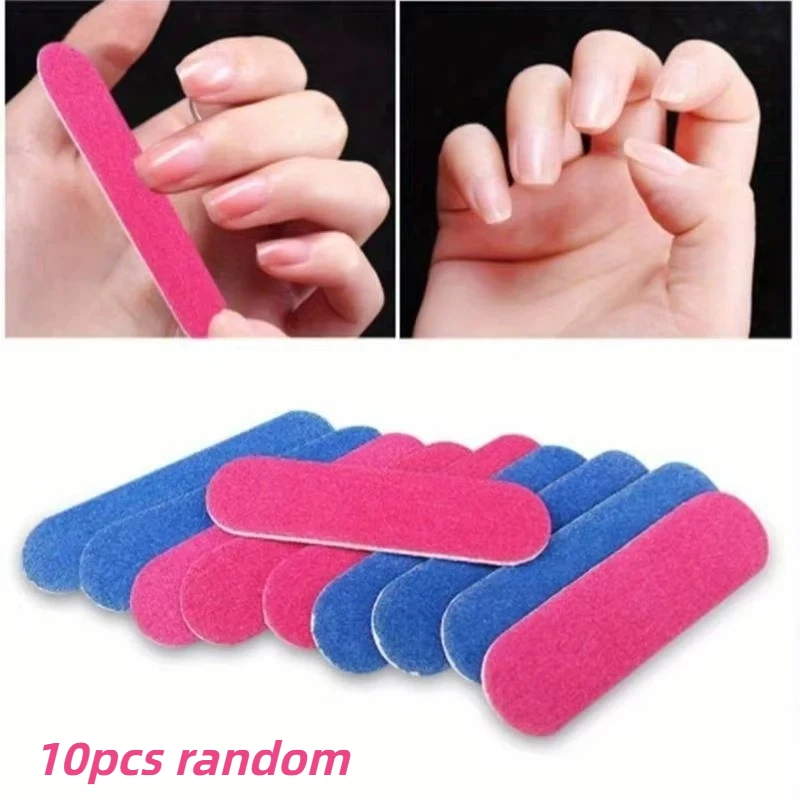 10Pcs Double‑Sided Crescent Nail Files, 8.5×1.3cm Disposable Nail Buffers, Professional Manicure Pedicure Tool Nail Art Salon