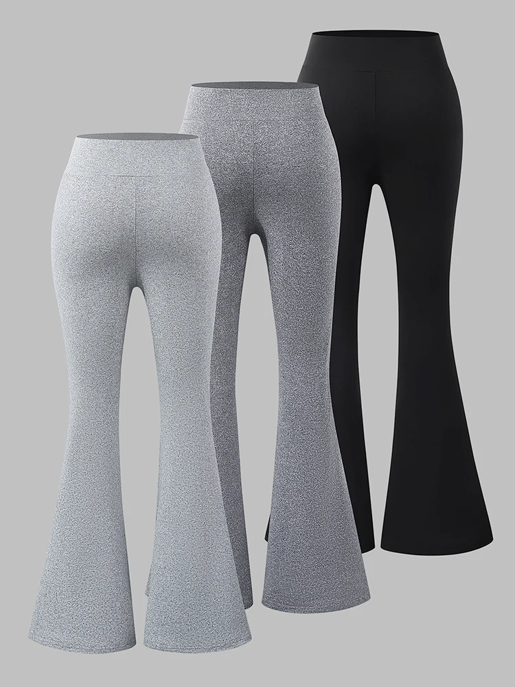 Spring And Summer Female Teenagers Casual Elegant Sports Style Solid Color Bell Bottom Pants Three Piece Set