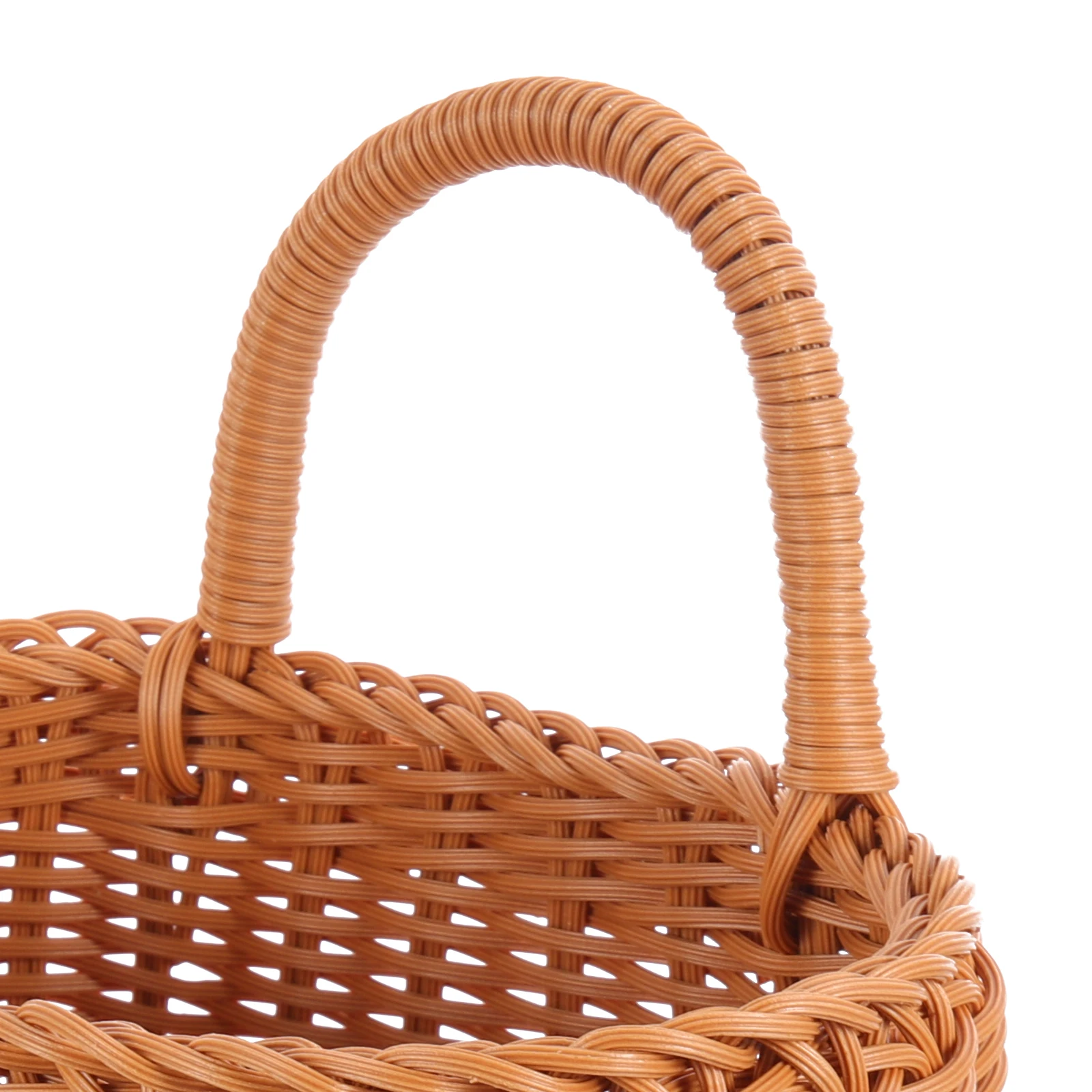 

Wall Hanging Storage Basket Woven Pastoral Style Plastic Flower Holder Kitchen Living Room Wall Baskets imitation rattan