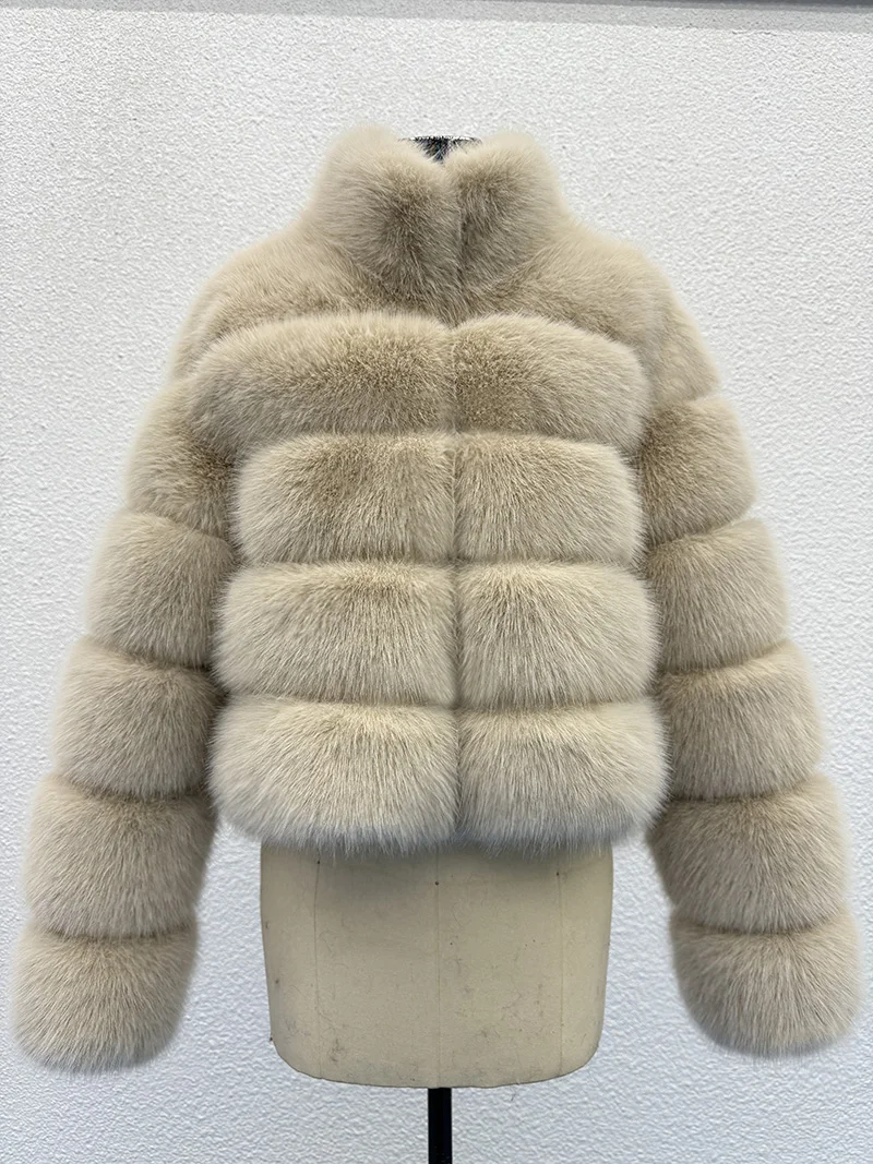 ZADORIN Elegancki płaszcz z imitacji futra z długim rękawem i stójką, puszysty damski płaszcz zimowy, grube kurtki z imitacji futra, top damski