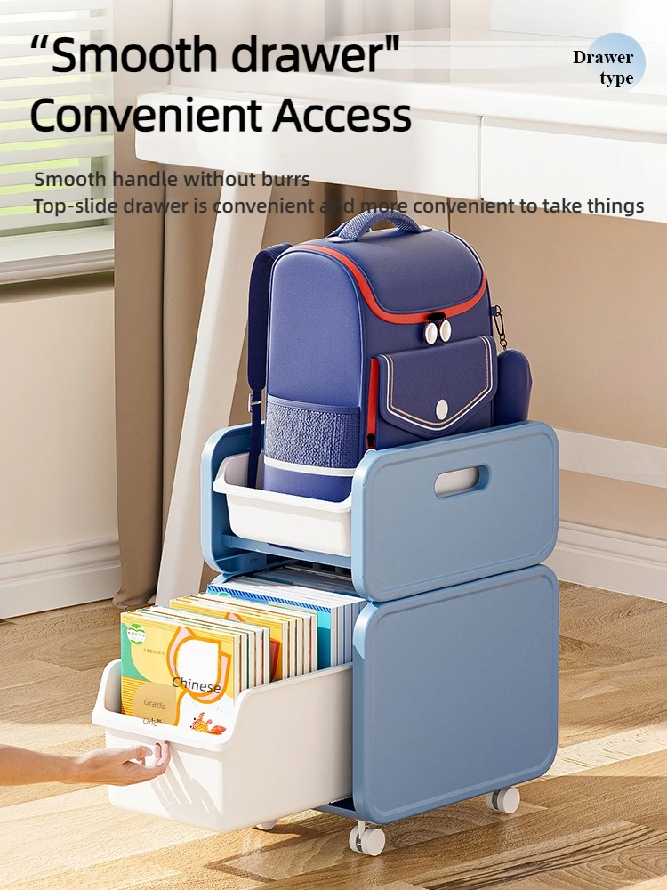 School bag storage rack,can move under-desk drawer, school bag artifact, office desktop book storage cart