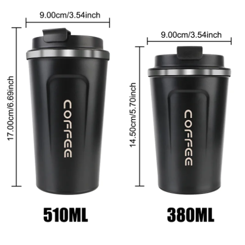 Taza Termo de viaje a prueba de fugas para té, agua y café, taza de café doble de acero inoxidable, 380/510ML, nuevo