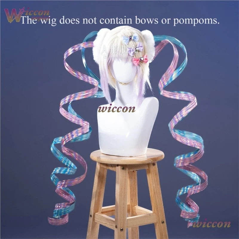 Ame Angle Cosplay Anime NEEDY GIRL OVERDOSE KAngel Cosplay Wig Rain Halo Streamer Overload Women Laser Ribbon Ponytail view 4