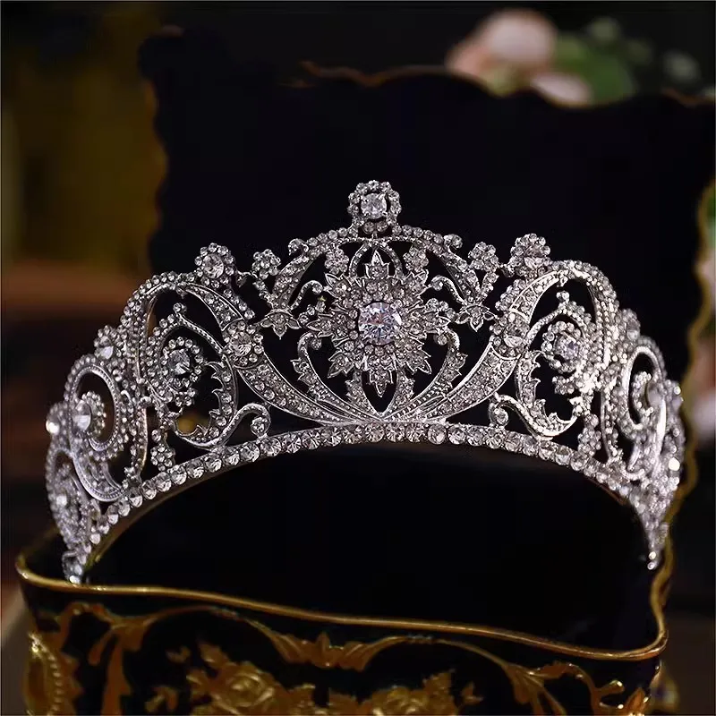 Baroque Princess Queen Cubic Zircon Bridal Crown Headwear Crystal Tiaras For Women Wedding Crowns Hair Dress Accessories Jewelry view 6