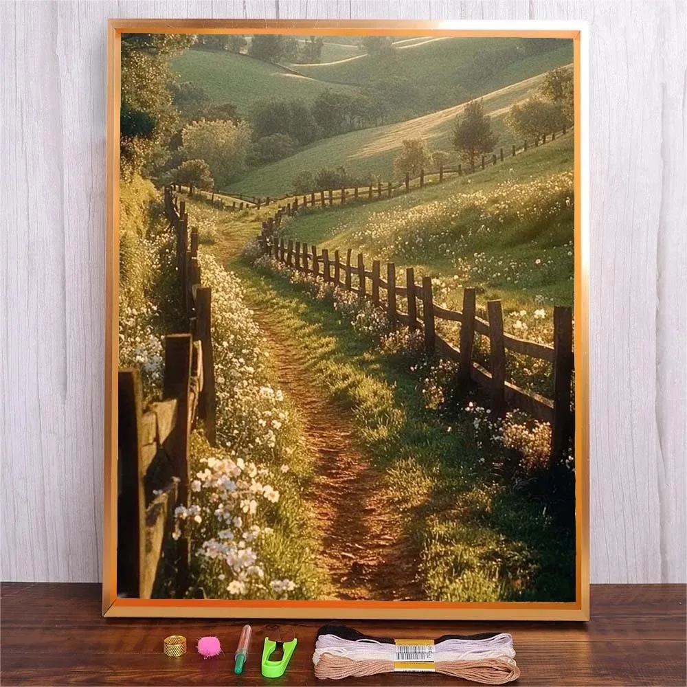 

30*40 Full Embroidery Eco-cotton Thread 11CT Landscape Pattern Cross Stitch Print Canvas Kit Home Decor Painting Embroidery Set
