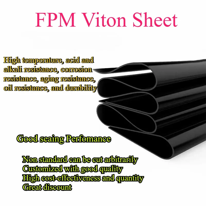 FKM FPM Viton Rubber Sheet Oil Heat Acid Alkali Resistance Plate 1mm to 10mm Thickness