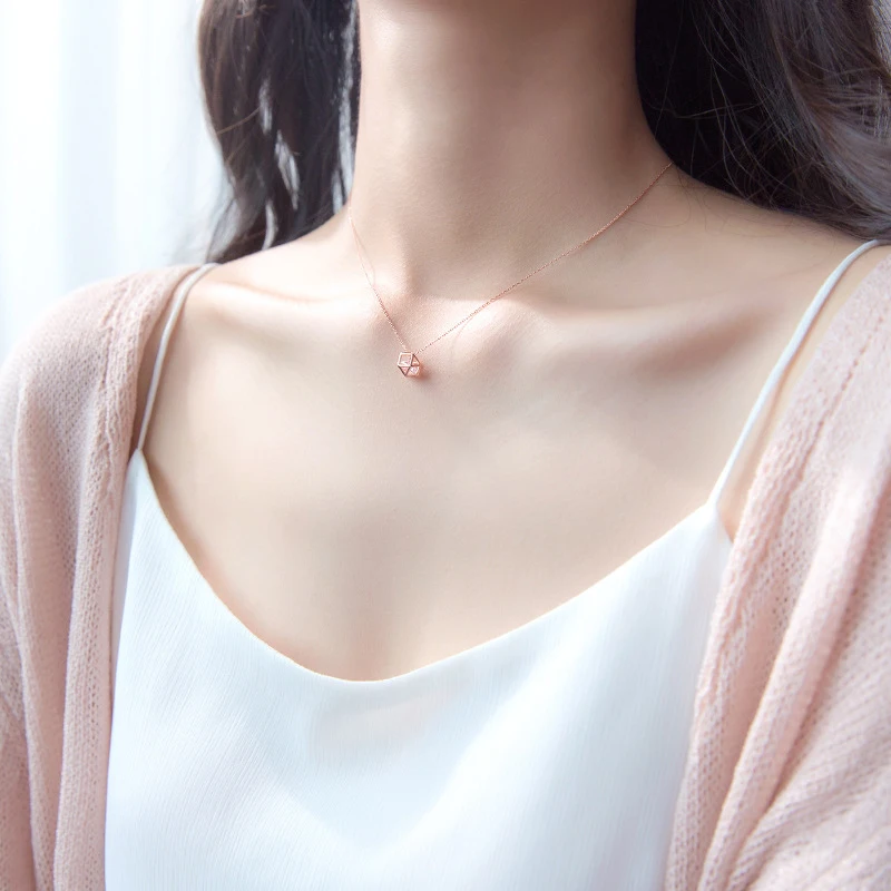 Modian New Sale Geometric Clear 5A CZ Sparkling Charm Necklaces Pendant For Women Real 925 Sterling Silver Irregular Jewelry