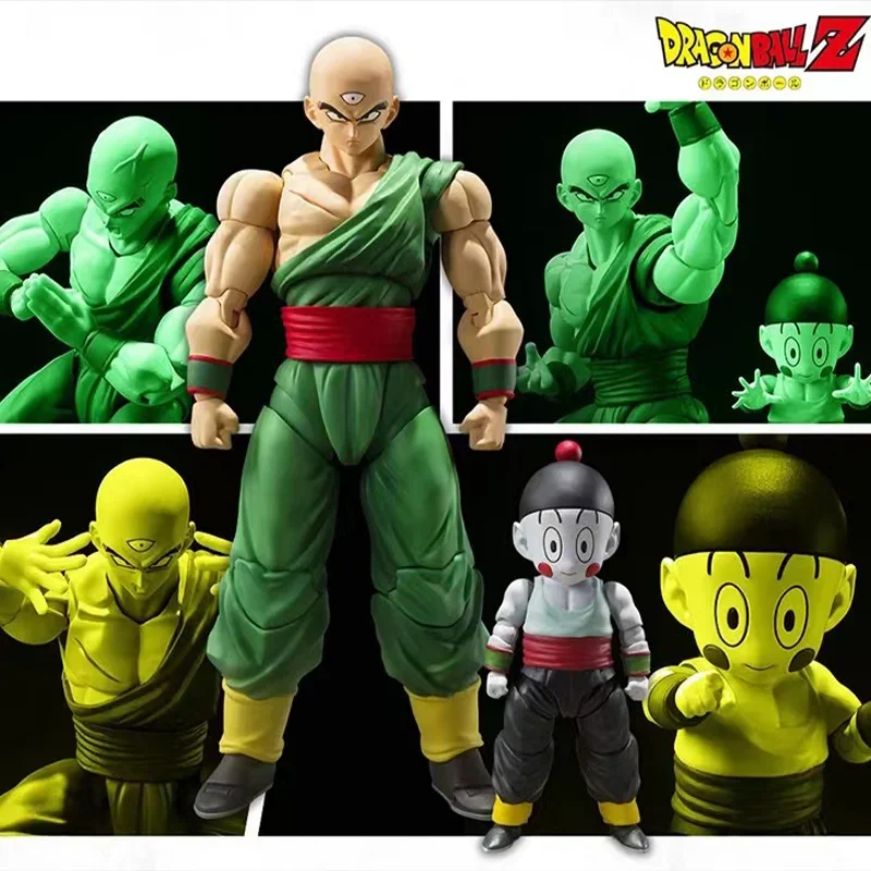 In Stock Bandai Original SHF  Dragon Ball Z Ten Shinhan 1.0 Tenshinhan Chaoz 2.0 Anime Action Figure PVC Model Toy Hoilday Gifts