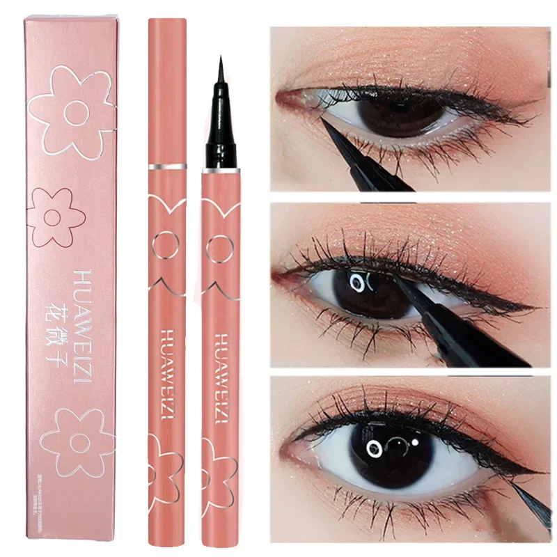 Wasserdichter ultra dünner flüssiger Eyeliner für Frauen Augen Make-up dauerhaft schnell trocknend glatt schwarz matt leicht zu färben Eyeliner Stift