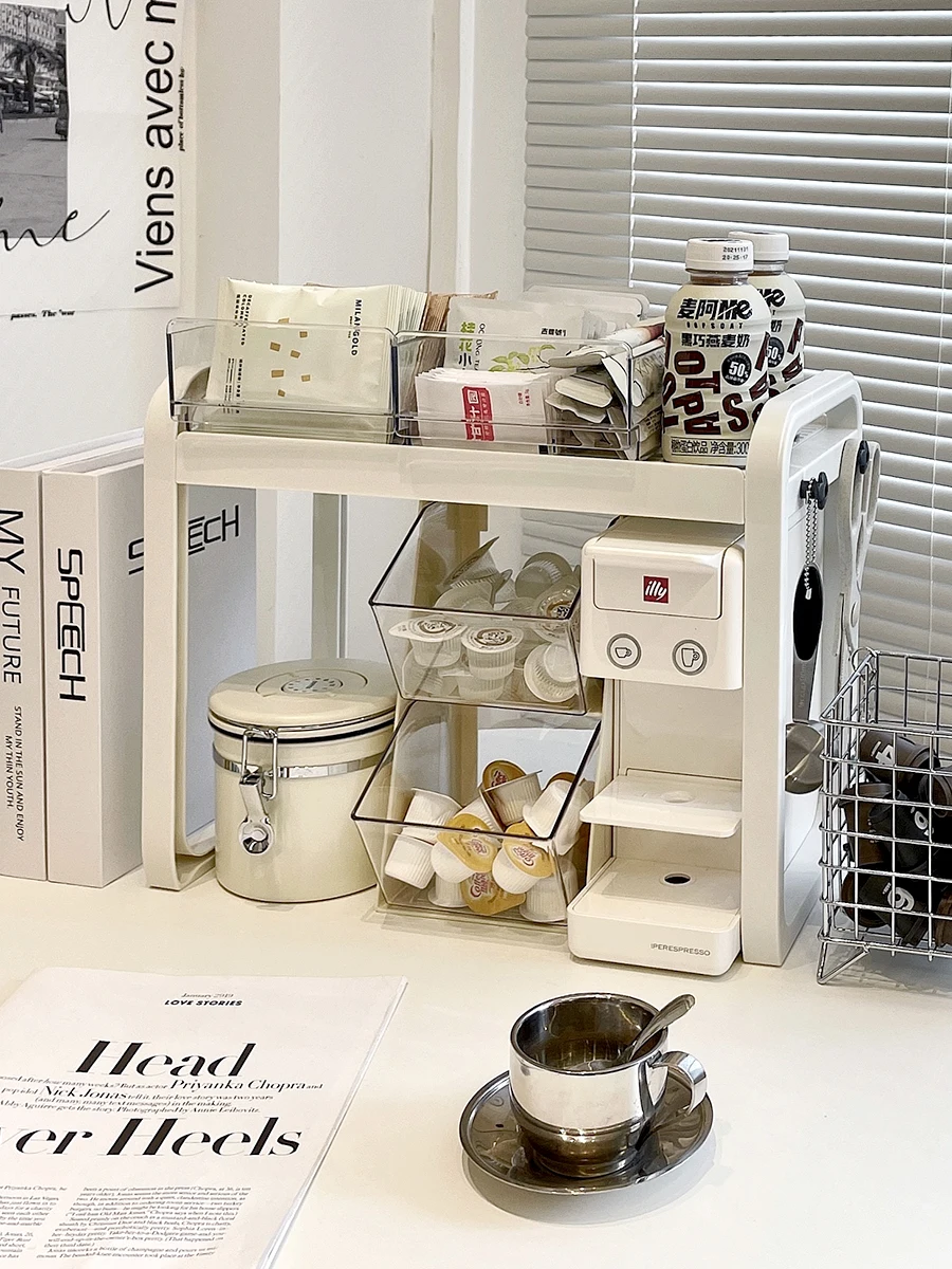 

Coffee Machine Storage Rack Tea Bag Storage Box Capsules Coffee Finishing Office Desktop Tea Room Storage Rack Cup