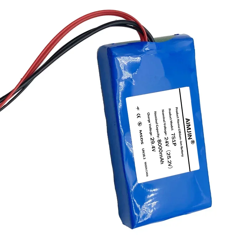 

25.2V 24V 8000mAh 18650 Li-ion 7S1P Battery Pack with BMS,For Monitoring Speaker Small Electric Unicycle Rechargeable Battery