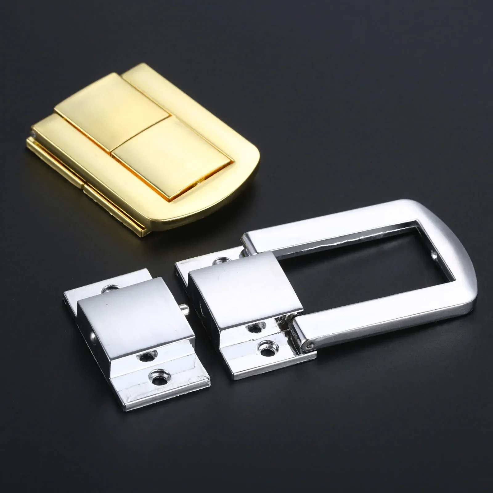 2Pcs 43x32m Vintage Square Hasps Lock Zinc Alloy Buckle Catch Latches Luggage Jewelry Gift Box Suitcase Hardware Accessories