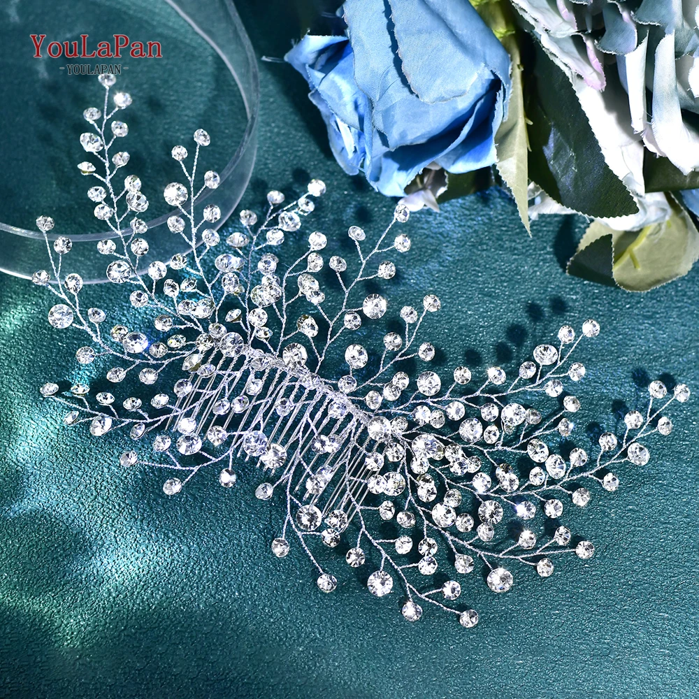 YouLaPan Silver Color Rhinestone Hair Comb Wedding Bridal Hair Accessories Women Trendy Headpiece Handmade Hairwear HP827