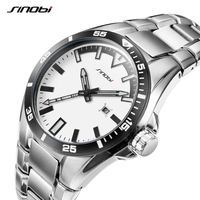 SINOBI Brand Luxury Men's Business Watch 47mm Dial Stainless Steel Strap Calendar Luminous Waterproof Men Sports Wristwatch